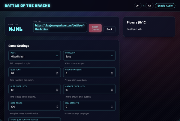 Room Screen with code and settings