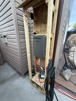 Tankless Heater hooked up to pump with custom built stand
