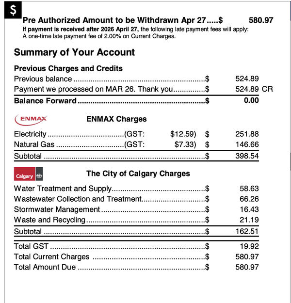 Example bill document used as extraction input