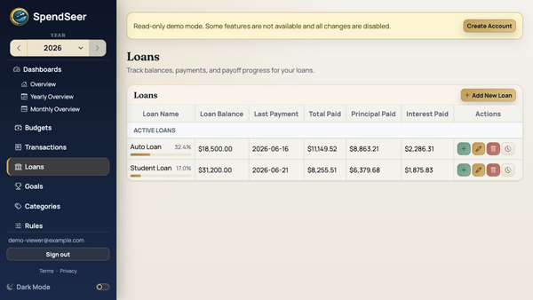 Loan balances recalculated from payment history instead of only manual balance edits